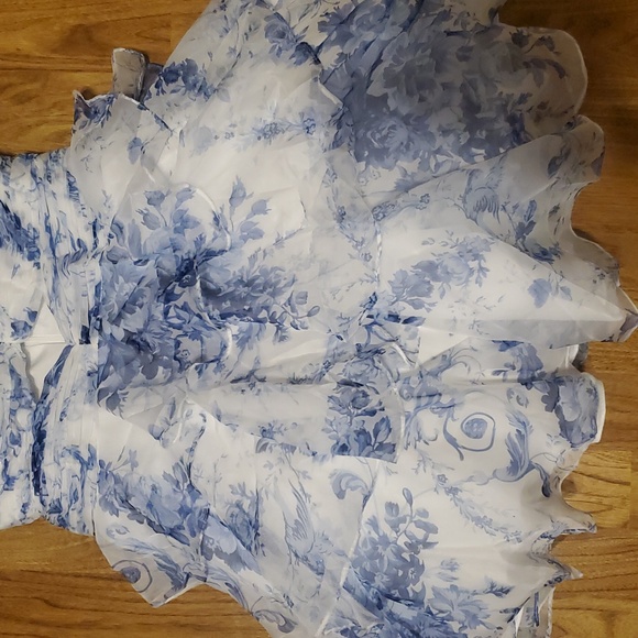 Stacees A-line Floral Print Ruffled Strapless Homecoming Dress w/ Cutouts  NWT 6 - Picture 8 of 16